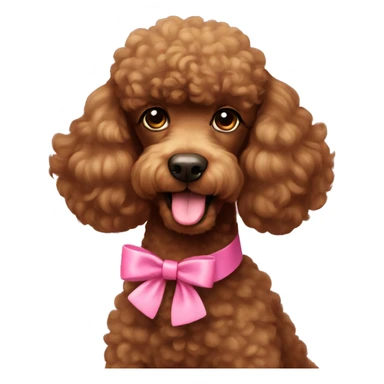 brown poodle with a pink bow collar sticker