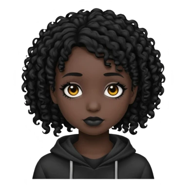 black emo girl with curly hair sticker