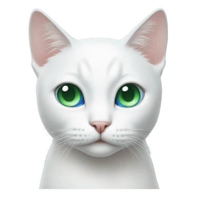 White cat with one Blue and one green eye sticker