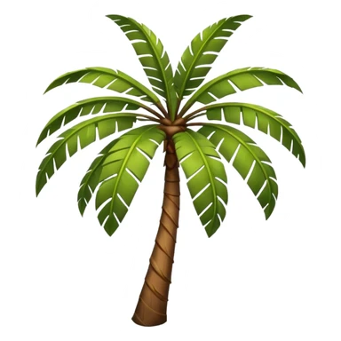 ["Brown-trunk palm tree with large green fronds."] sticker