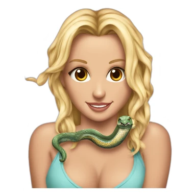 britney spears con una serpiente albina al cuello sujetandola con las manos sticker