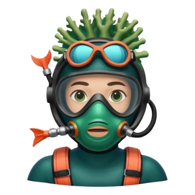 Diver + green mask,Coral Diver. sticker