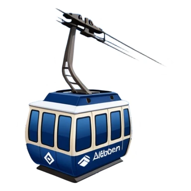 create a cablecar emoji in winter with the logo of Bergbahnen Adelboden Lenk. make it navy dark blue. no yellow. and add the words in white: Lenk  sticker
