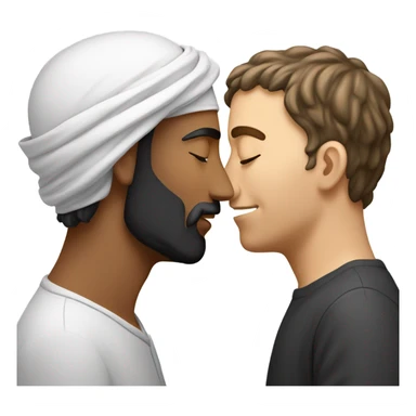 gay middle eastern kissing white guy sticker