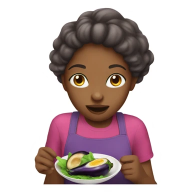 Girl eating the egg plant emoji sticker
