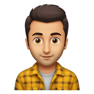 generate a pretty bratz emoji 
Make her look like Ranbir kapoor wearing a yellow flannel shirt, smirkinh

She should look exactly  like ranbir kapoor!  sticker