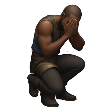 a character in the Diablo universe, on his knees praying sticker