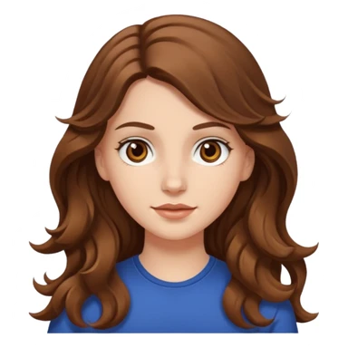 white girl with long wavy brown hair with brown eyes sticker