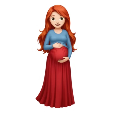 Make a girl with long red hair, pregnant with long skirt sticker