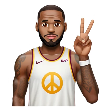 lebron james peace sign with tounge out sticker