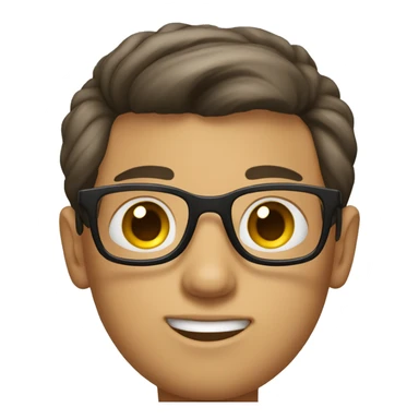 create teenage boy, with big eyes, slicked back hair and glasses sticker