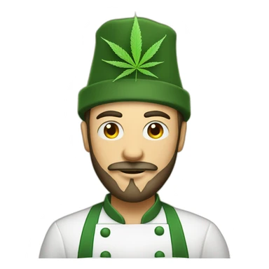 Chef with halloween hat and cannabis leaf as a beard sticker