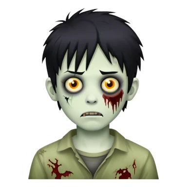 boy zombie with black hair, emo style sticker