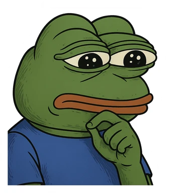 pepe the frog with a thoughtful expression sticker