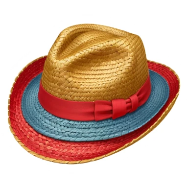 Straw hat with red band sticker