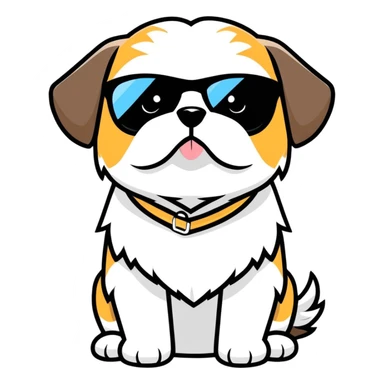 Shihtzu with sunglasses  sticker
