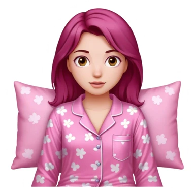 A beautiful, burgundy haired girl wearing pink pajamas sticker