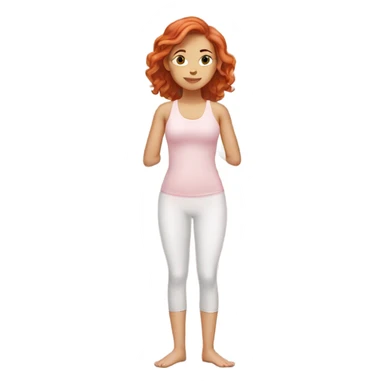 Redhead yoga girl light pink clothes n sticker
