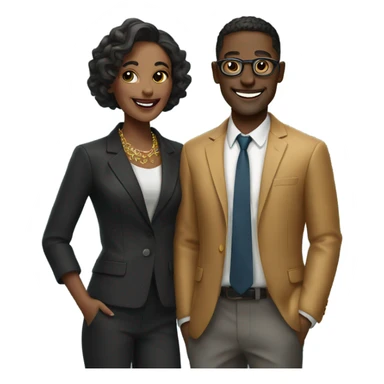 smiling duo in stylish attire sticker