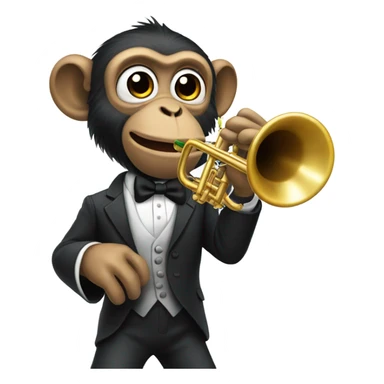 Monkey in a suit playing a trumpet sticker