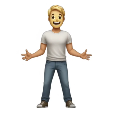 a guy who spreads his arms in surprise and makes a smiling face at the comicality of the situation sticker
