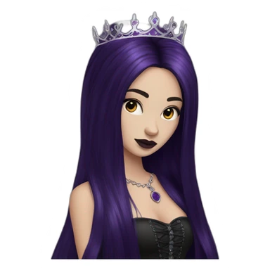 Queen gothic girl long dark black and purple hair sticker