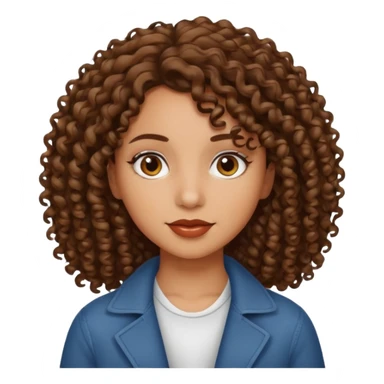 Mid length hair curly white skin brown girl sticker