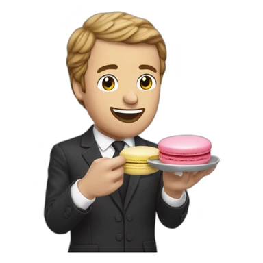 Macron eating macaron sticker