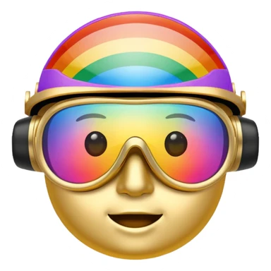 gold simulation rainbow visor goggles sticker