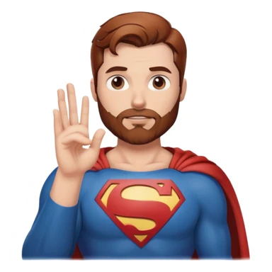 Adult Superman with redish brownish hair and full beard hand heart  sticker