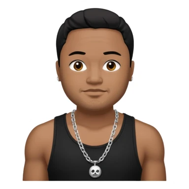 J Boog medium dark skin, black hair, black tank top with necklace sticker