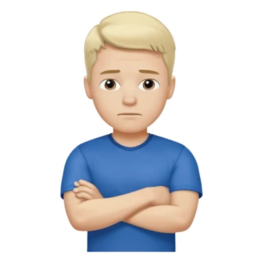 Pale blond man in blue football t shirt crossed arms cold emoji sticker