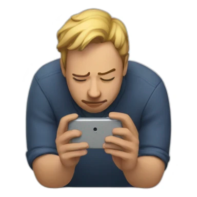 5 people using their phone while looking down in a hunched position sticker