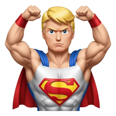 Donald trumps face on Superman’s body holding the world sticker