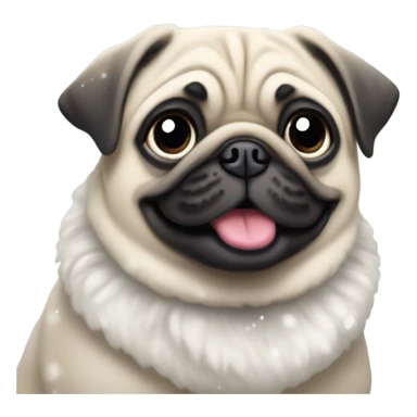 Pug in snow sticker