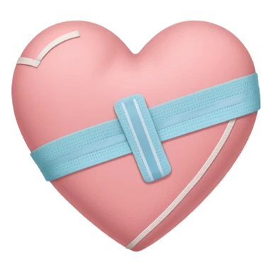 A minimalist pastel illustration of a heart with a bandage, inspired by the ❤️‍🩹 emoji. Soft pastel colors — dusty pink sticker