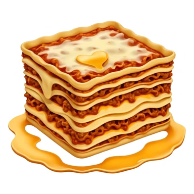 Cinematic Realistic Lasagne alla Bolognese Dish Emoji, depicted with layered pasta, rich meat sauce, and melted cheese rendered with exquisite detail and hearty, warm lighting. sticker