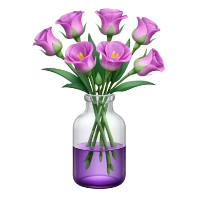 bouquet of realistic eustoma 11 in a bottle  sticker