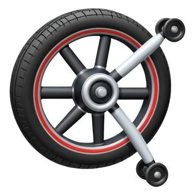 The aircraft's landing gear is one inflated, plump wheel with a strut, black in color, cartoon-style, isometric sticker