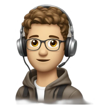 A white with short brown hairs guy DJ playing music sticker