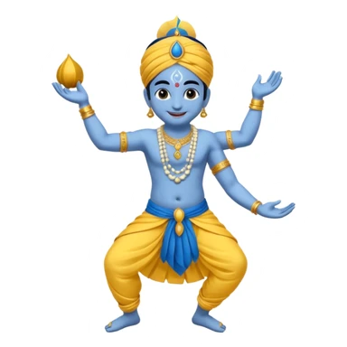 lord krishna emoji, playful pose, blue skin, yellow dhoti sticker