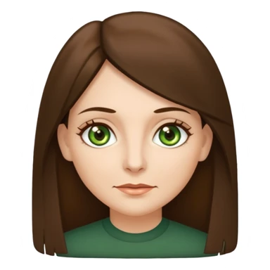 middle age woman with moss green eyes and long straight Ash-brown hair sticker