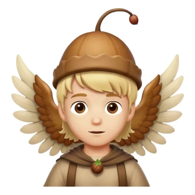 Blonde boy with acorn hat and wings sticker