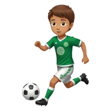 Brown hair 6 years old boy running playing soccer wearing celtic uniform ( jersey) and is number 17 sticker
