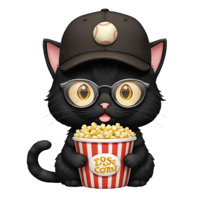 balck cat with with rapper popcorn with opticals sticker