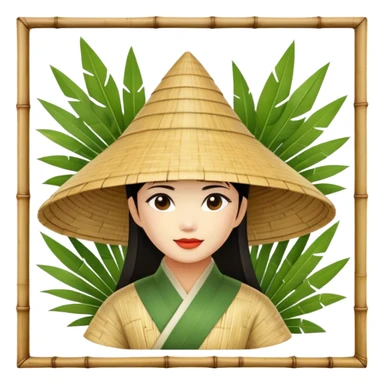 ​Cinematic Realistic Traditional Vietnamese Nón Lá, depicted as a delicately crafted conical hat made of bamboo and palm leaves with subtle texture and natural wear, set against a serene rural backdrop bathed in warm, soft sunlight, evoking authentic cultural heritage, sticker