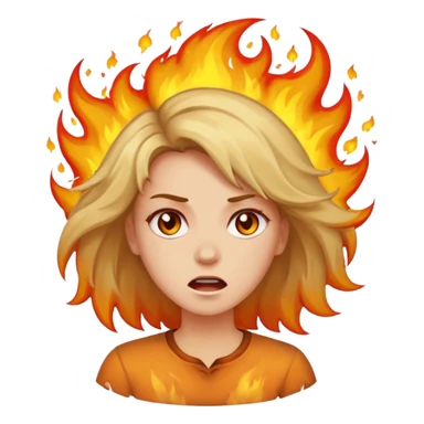 Woman with hair on fire freaking out with stress sticker