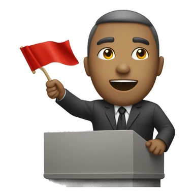 AdoIf giving an speech with an red flag  sticker