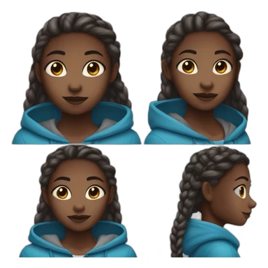 Darkskin girl 12 year old, ombre braids with blue hoodie  sticker