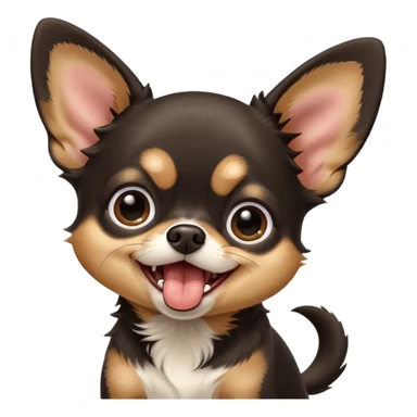 A high-resolution photo-realistic digital illustration of a cute black and tan chihuahua with big eyes yawning. sticker